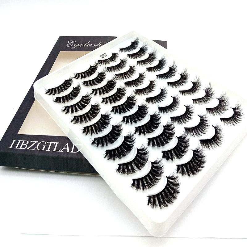 HBZGTLAD 1/5/20 Pairs 3D Soft Mink False Eyelashes Handmade Wispy Fluffy Long Lashes Natural Eye Extension Makeup Kit Cilios
