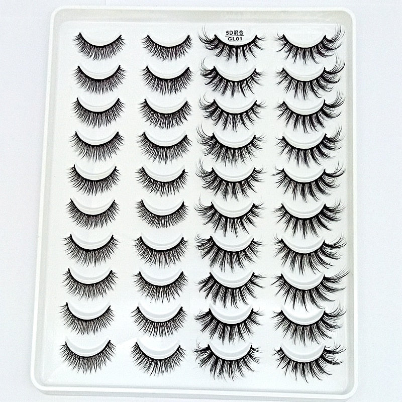 HBZGTLAD 1/5/20 Pairs 3D Soft Mink False Eyelashes Handmade Wispy Fluffy Long Lashes Natural Eye Extension Makeup Kit Cilios