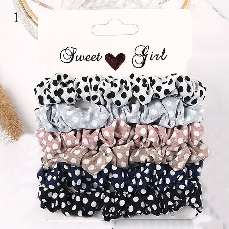 1 Set Scrunchies Hair Ring Candy Color Hair Ties Rope Autumn Winter Women Ponytail Hair Accessories 4-6Pcs Girls Hairbands Gifts