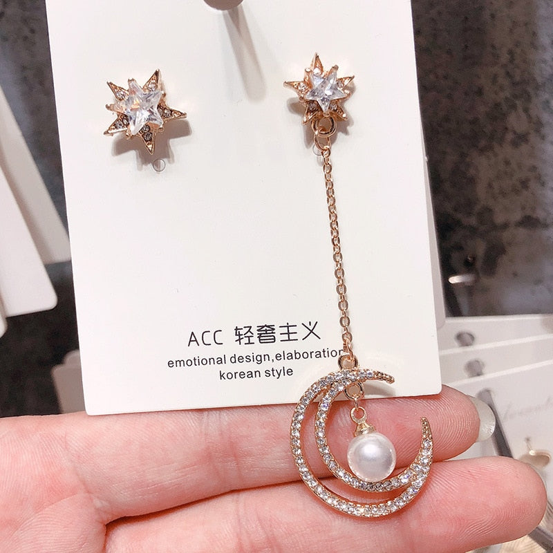 silver needle long pearl earrings female fashion temperament simple anti-allergy earrings summer personality net ornaments