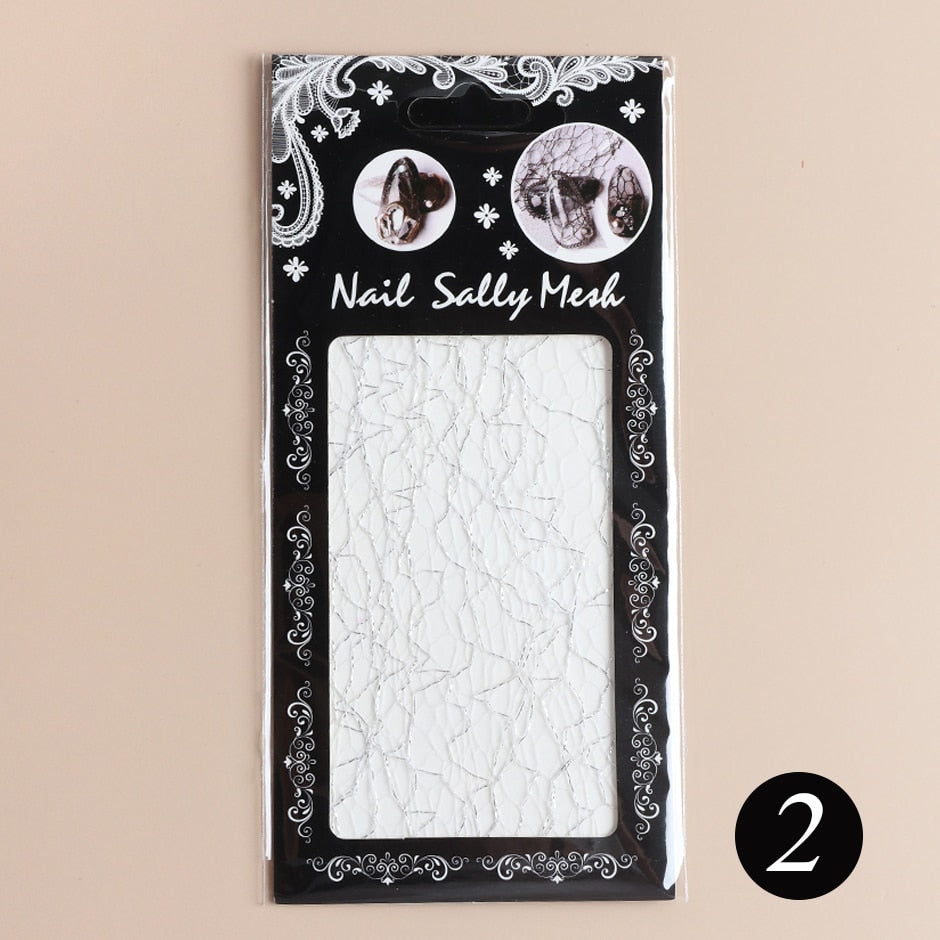 1pc 3D Mesh Nail Sticker Gold Silver Net Line Tape on Nails Holo Adhesive Silk Foil Nail Art Decorations Decal Polish Tip CH1540
