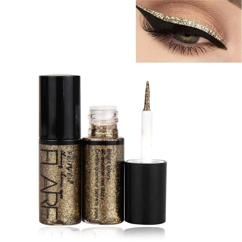 Portable 5 Colors Metallic Shiny Smoky Eyes Eyeshadow Waterproof Glitter Liquid Eyeliner Makeup Eyeshadow