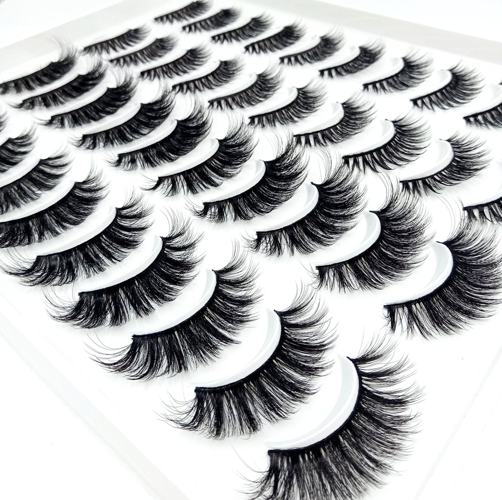 HBZGTLAD 1/5/20 Pairs 3D Soft Mink False Eyelashes Handmade Wispy Fluffy Long Lashes Natural Eye Extension Makeup Kit Cilios