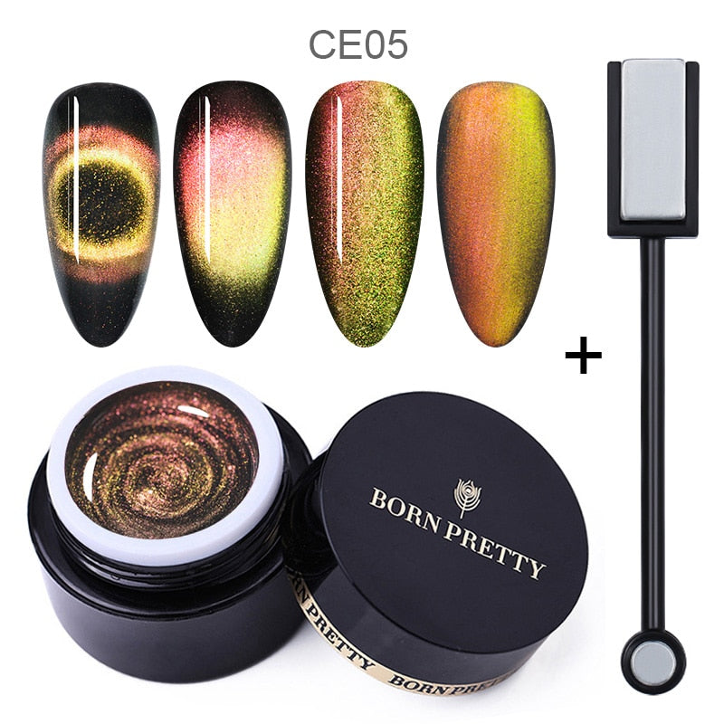 BORN PRETTY 9D Chameleon Cat Eye Nail Gel Magnetic Soak Off UV Gel Nail Polish Romantic Shining Gel Lacquers 5ml Black Base Need