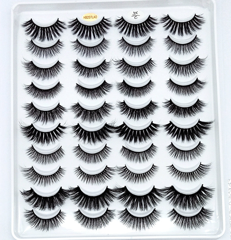 HBZGTLAD 1/5/20 Pairs 3D Soft Mink False Eyelashes Handmade Wispy Fluffy Long Lashes Natural Eye Extension Makeup Kit Cilios