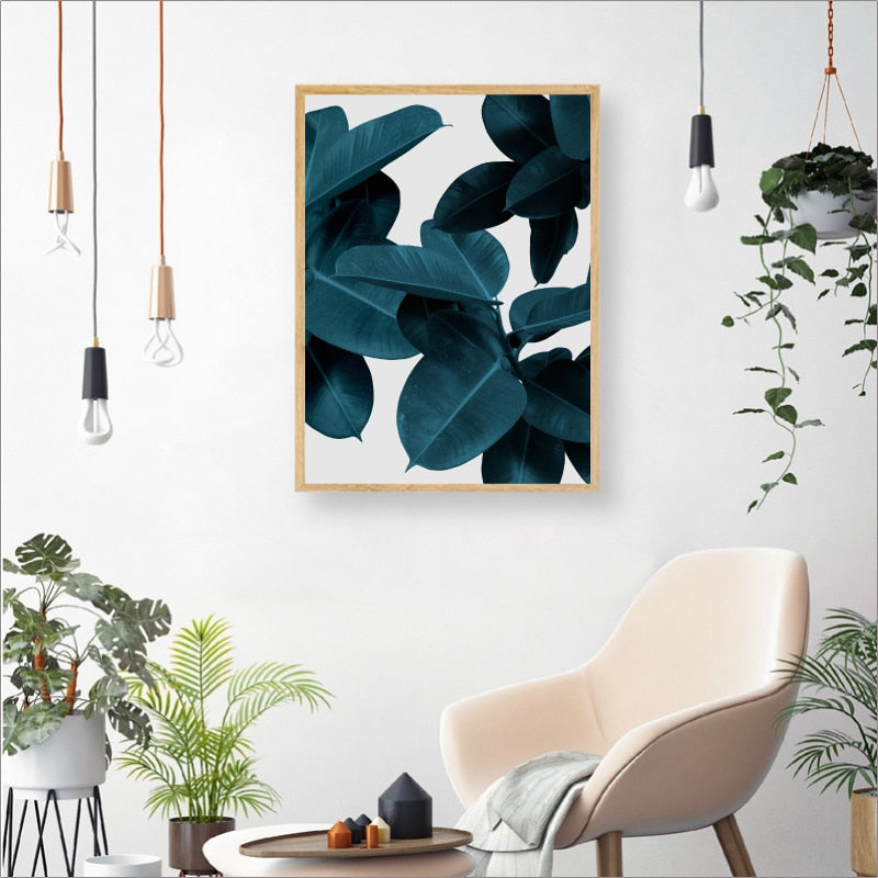 Modern Abstract Pink Flower Green Plants Poster Print Canvas Painting Pictures Home Wall Art Decoration Can Be Customized