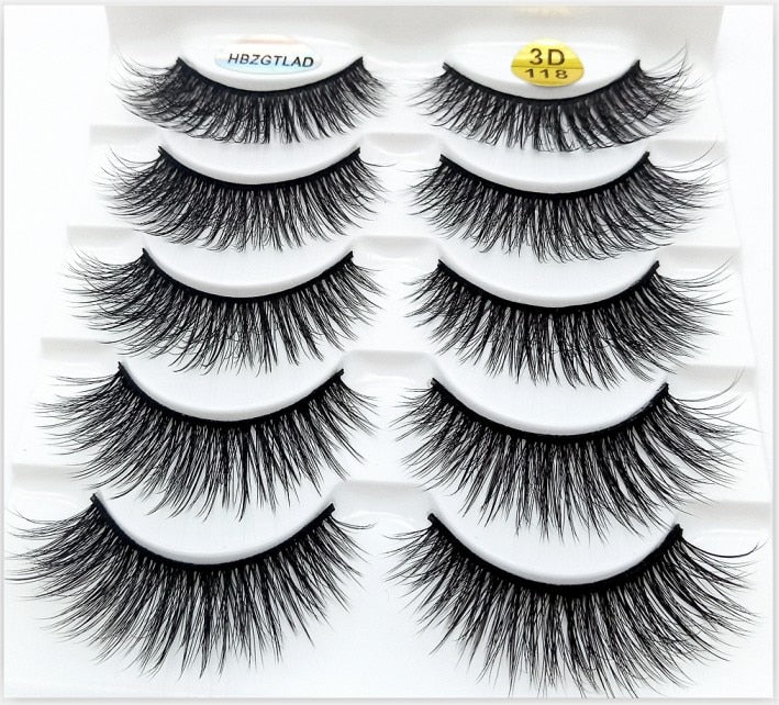 HBZGTLAD 1/5/20 Pairs 3D Soft Mink False Eyelashes Handmade Wispy Fluffy Long Lashes Natural Eye Extension Makeup Kit Cilios