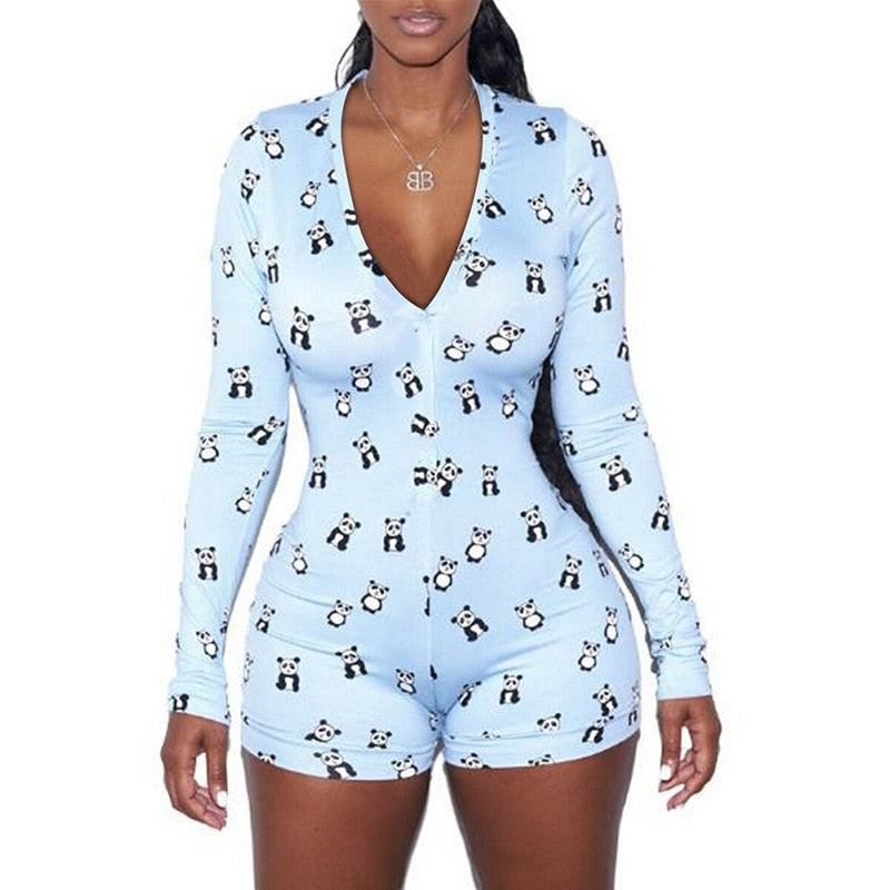 Sexy Women Bodysuit Long Sleeve Deep V Neck Bodycon Stretch Leotard Crop Tops Button Short Romper Sleepwear Overalls for women