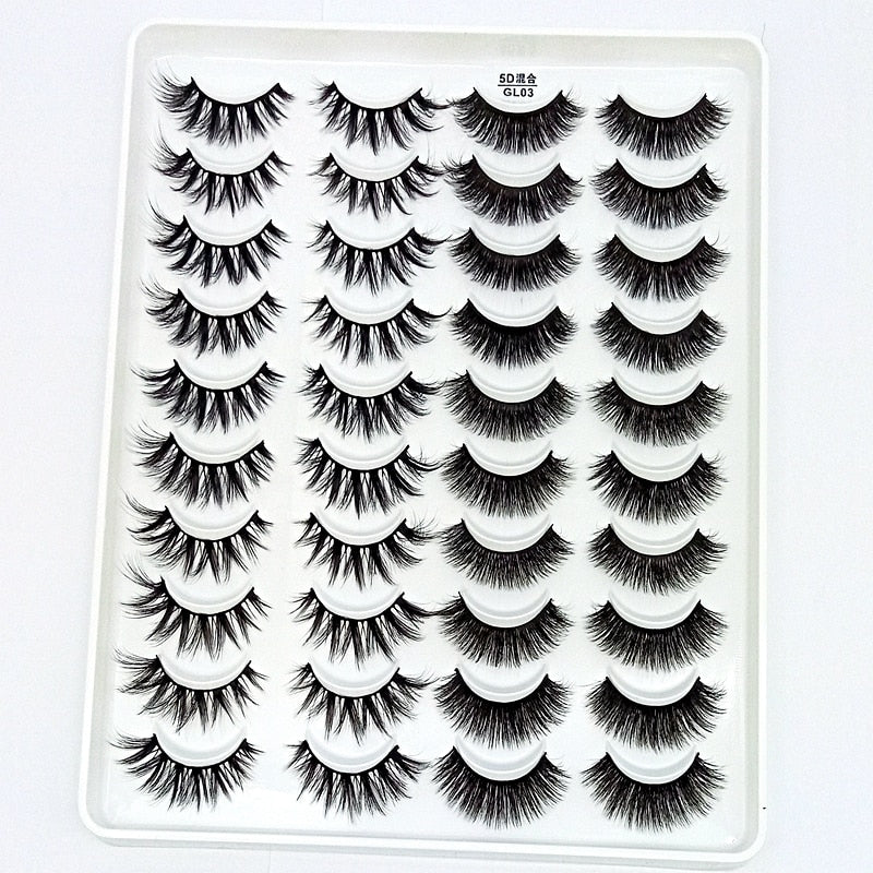 HBZGTLAD 1/5/20 Pairs 3D Soft Mink False Eyelashes Handmade Wispy Fluffy Long Lashes Natural Eye Extension Makeup Kit Cilios