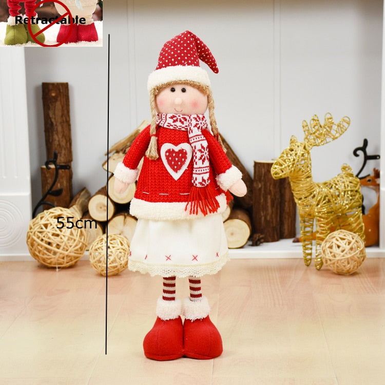 Big Size Christmas Dolls Retractable Santa Claus Snowman Elk Toys Xmas Figurines Christmas Gift for Kid Red Xmas Tree Ornament