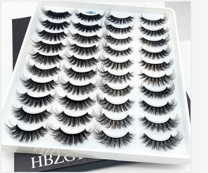 HBZGTLAD 1/5/20 Pairs 3D Soft Mink False Eyelashes Handmade Wispy Fluffy Long Lashes Natural Eye Extension Makeup Kit Cilios