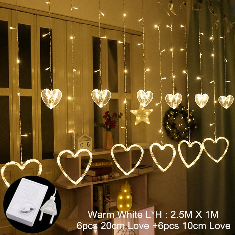 Curtain Fairy String Light LED Christmas Decorations for Home Garland Xmas Light Christmas Valentines 2019 Navidad Ornament Gift