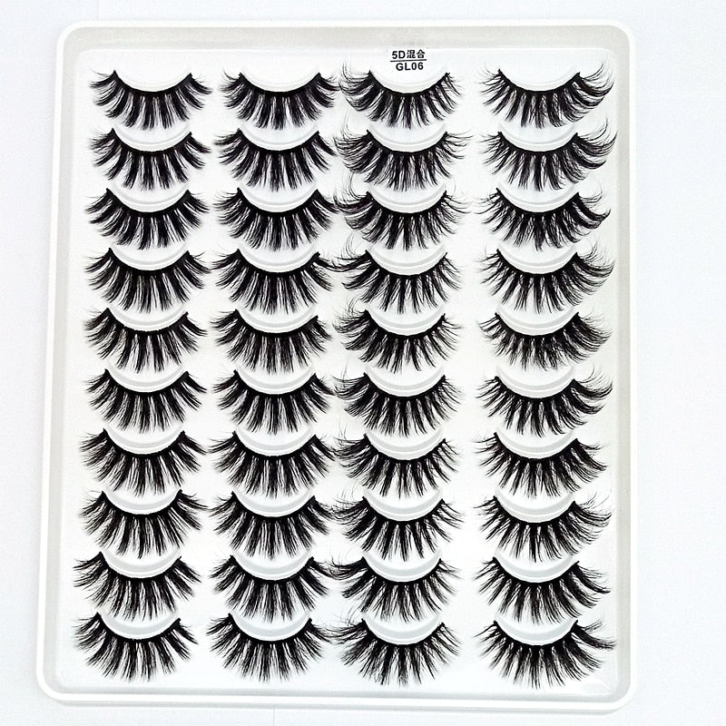 HBZGTLAD 1/5/20 Pairs 3D Soft Mink False Eyelashes Handmade Wispy Fluffy Long Lashes Natural Eye Extension Makeup Kit Cilios