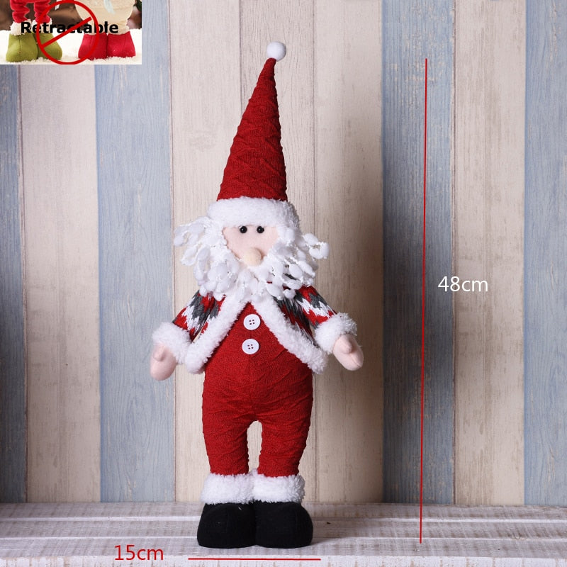 Big Size Christmas Dolls Retractable Santa Claus Snowman Elk Toys Xmas Figurines Christmas Gift for Kid Red Xmas Tree Ornament
