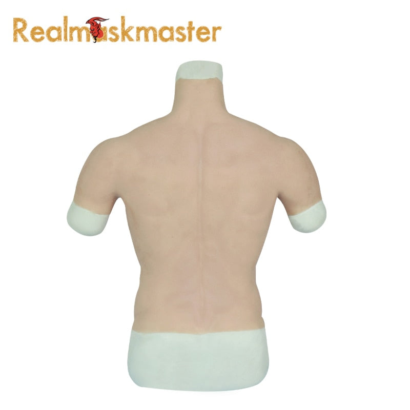 Realmaskmaste Artificial Realistic fake muscle for Man Actor Cosplay Upper Piece Pectoralis  Bodysuit Chest Muscles