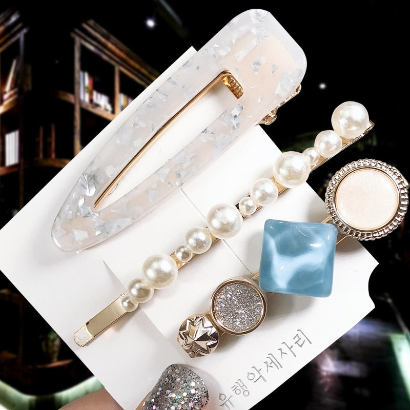 1Set Popular Pearl Hair Clips Fashionable Woman Summer Hair accessories Hairpins BB Clip Styling Tools Barrettes Headwear