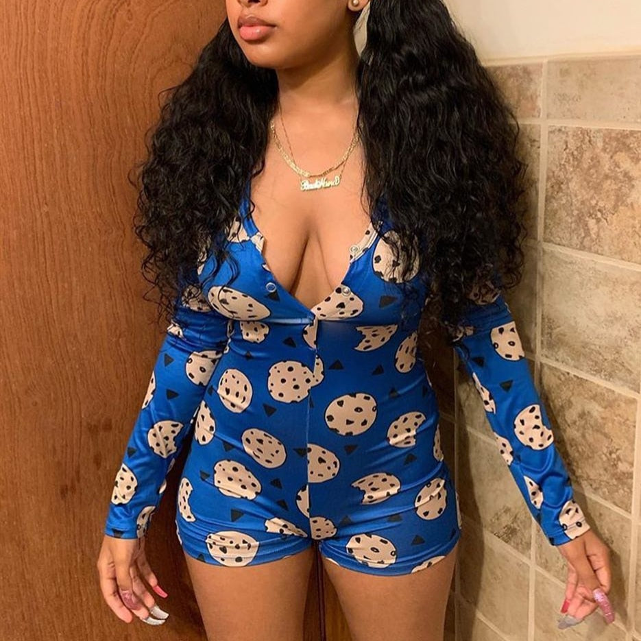 Sexy Women Bodysuit Long Sleeve Deep V Neck Bodycon Stretch Leotard Crop Tops Button Short Romper Sleepwear Overalls for women