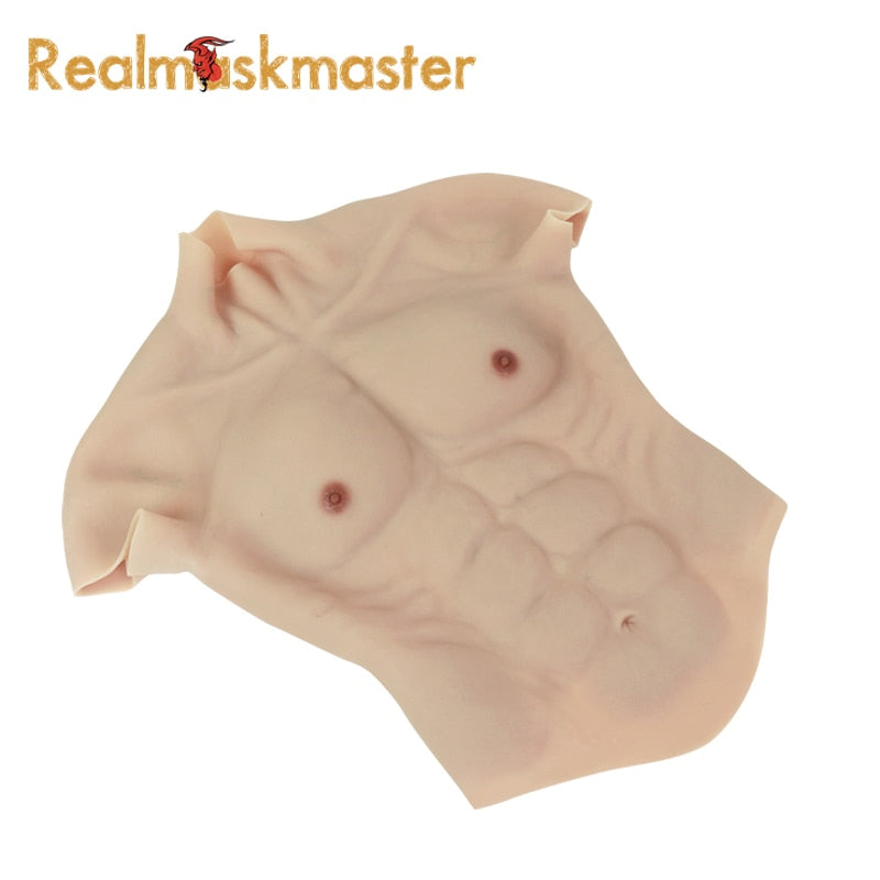 Realmaskmaste Artificial Realistic fake muscle for Man Actor Cosplay Upper Piece Pectoralis  Bodysuit Chest Muscles