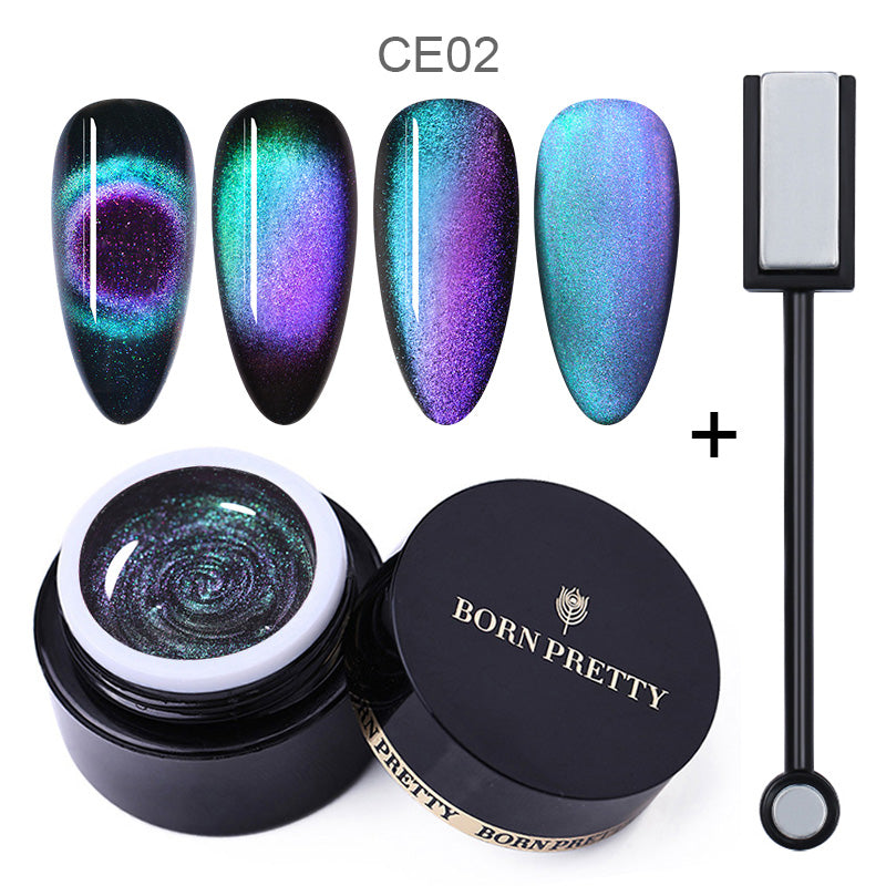 BORN PRETTY 9D Chameleon Cat Eye Nail Gel Magnetic Soak Off UV Gel Nail Polish Romantic Shining Gel Lacquers 5ml Black Base Need