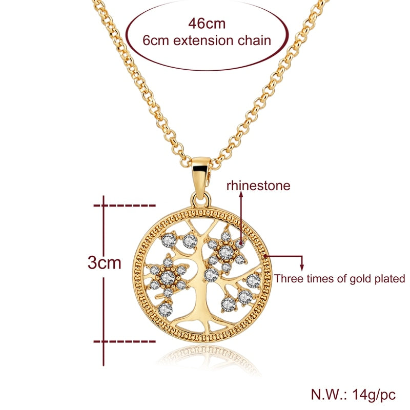 ATTRACTTO Fashion Tree of Life Bracelets Necklace 2019 Earrings Sets Gold For Women Bridal Elegant Wedding Jewelry Set SBR160104