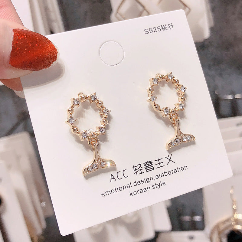 silver needle long pearl earrings female fashion temperament simple anti-allergy earrings summer personality net ornaments