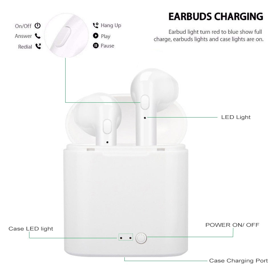 i7s Tws Wireless Headphones Bluetooth Earphones Earbuds Handsfree in ear Sports Headset with Charging Box Mic For iPhone Xiaomi