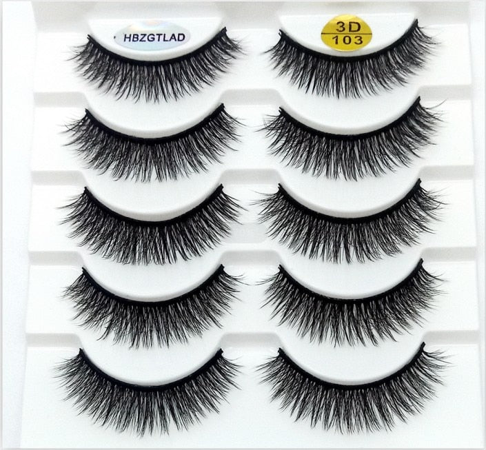 HBZGTLAD 1/5/20 Pairs 3D Soft Mink False Eyelashes Handmade Wispy Fluffy Long Lashes Natural Eye Extension Makeup Kit Cilios
