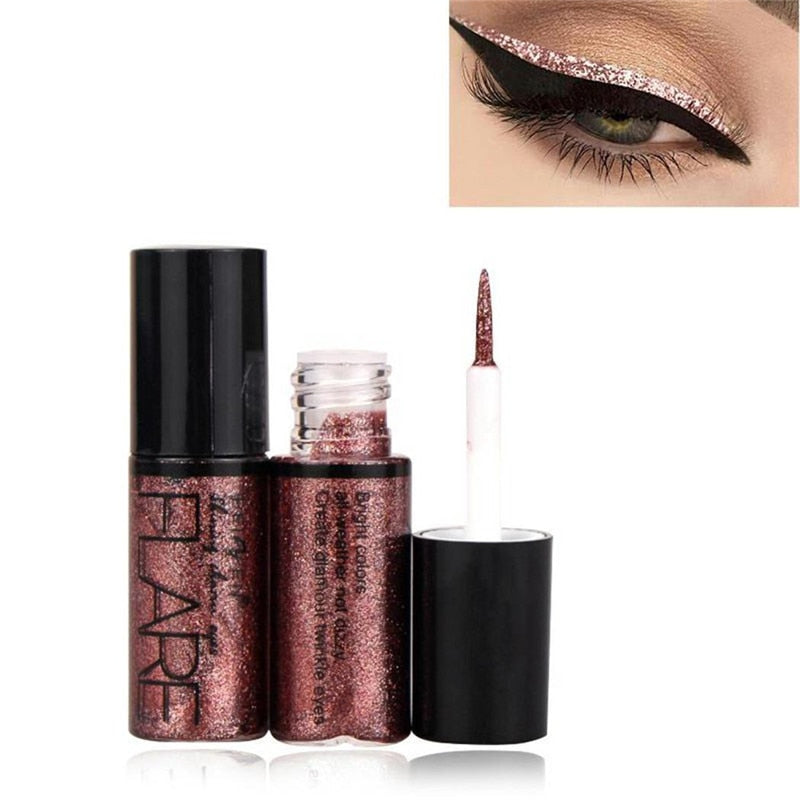 Portable 5 Colors Metallic Shiny Smoky Eyes Eyeshadow Waterproof Glitter Liquid Eyeliner Makeup Eyeshadow
