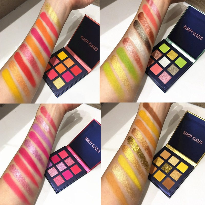 Beauty Glazed Neon Eyeshadow Pallete Colorful Waterproof Eyeshadow Makeup Pallete Lasting High Pigment Effect Eye Shadow