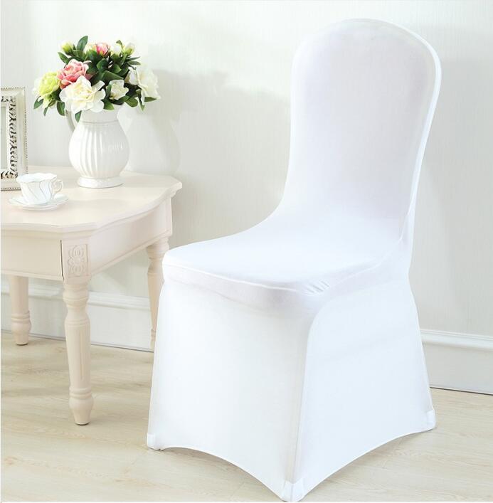 20 50 100 PCS Stretch Elastic Universal White Spandex Wedding Chair Covers for Weddings Party Banquet Hotel Polyester Fabric