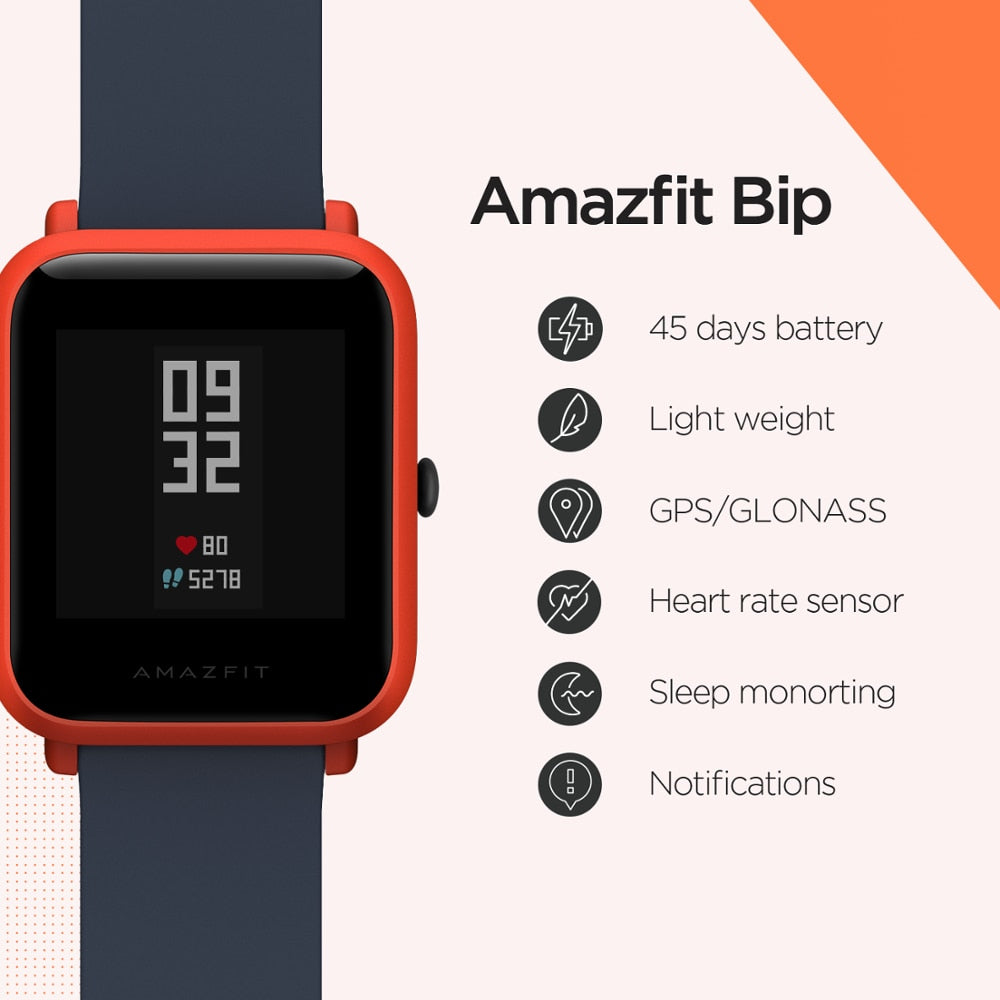 Huami Amazfit Bip Smart Watch Bluetooth GPS Sport Heart Rate Monitor IP68 Waterproof Call Reminder MiFit APP Alarm Vibration