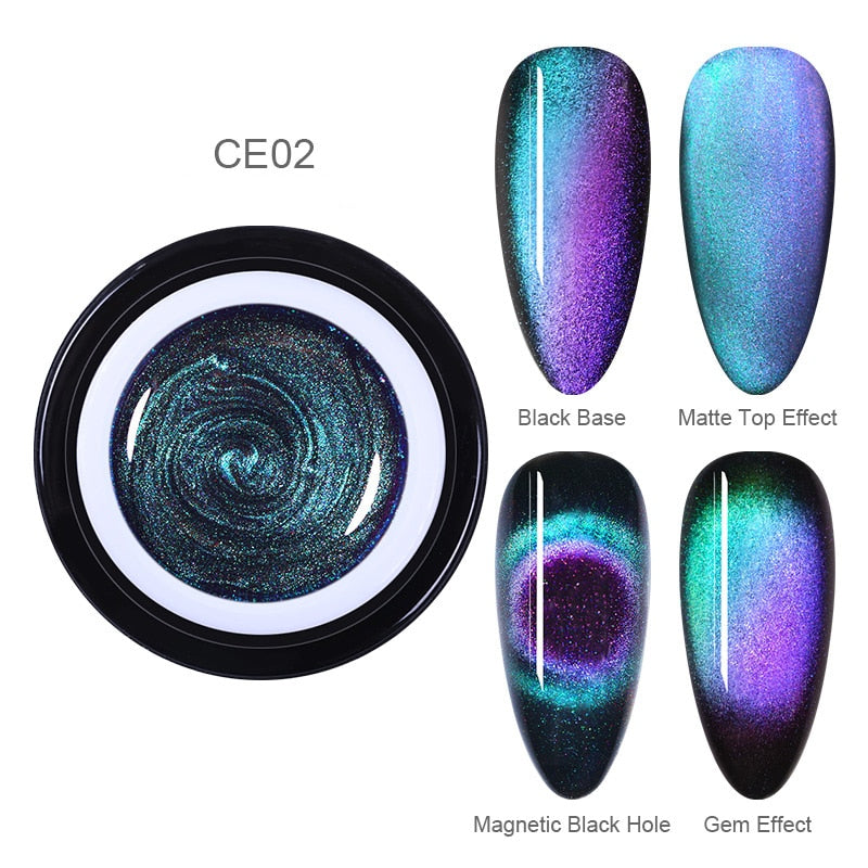 BORN PRETTY 9D Chameleon Cat Eye Nail Gel Magnetic Soak Off UV Gel Nail Polish Romantic Shining Gel Lacquers 5ml Black Base Need
