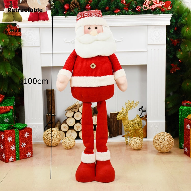 Big Size Christmas Dolls Retractable Santa Claus Snowman Elk Toys Xmas Figurines Christmas Gift for Kid Red Xmas Tree Ornament
