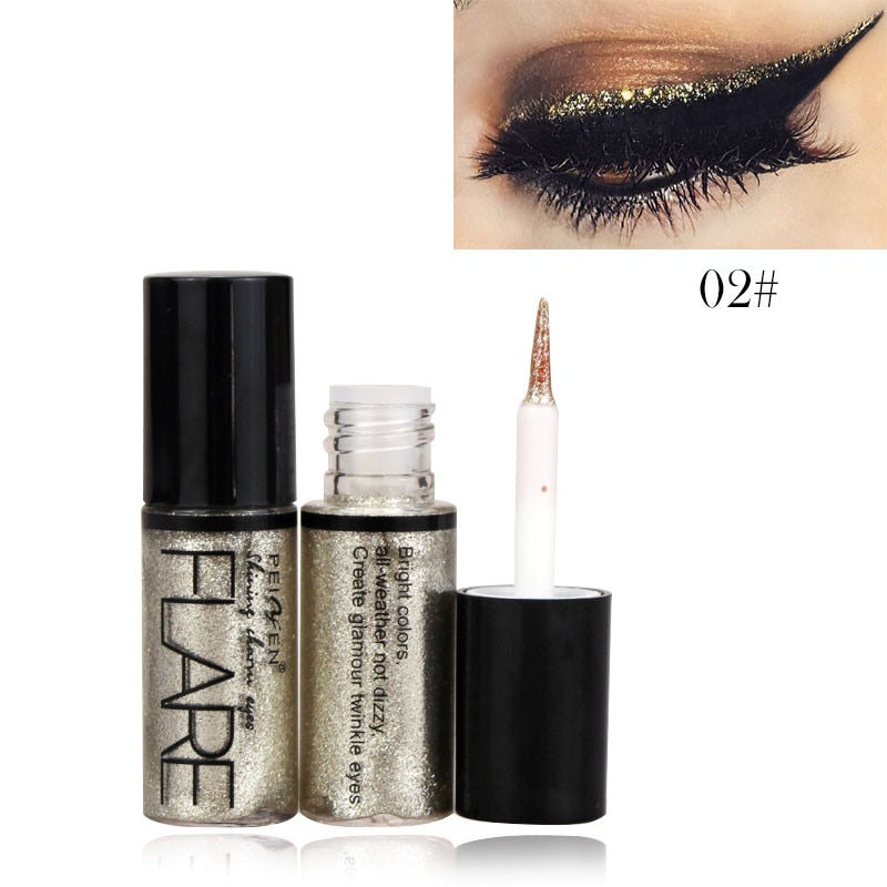Portable 5 Colors Metallic Shiny Smoky Eyes Eyeshadow Waterproof Glitter Liquid Eyeliner Makeup Eyeshadow