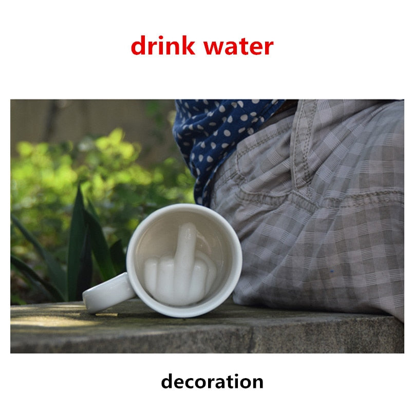 3D Inner Finger Cute Mug Coffee Milk Cup Design Novelty White Middle Finger Style Mug Water Cup Funny Ceramic Mug 300ml Gift Cup