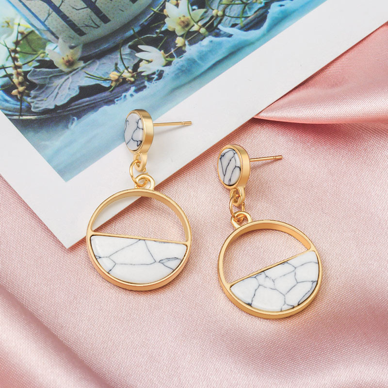 X&P New Fashion Round Dangle Drop Korean Earrings For Women Geometric Round Heart Gold Earring Wedding 2019 kolczyki Jewelry
