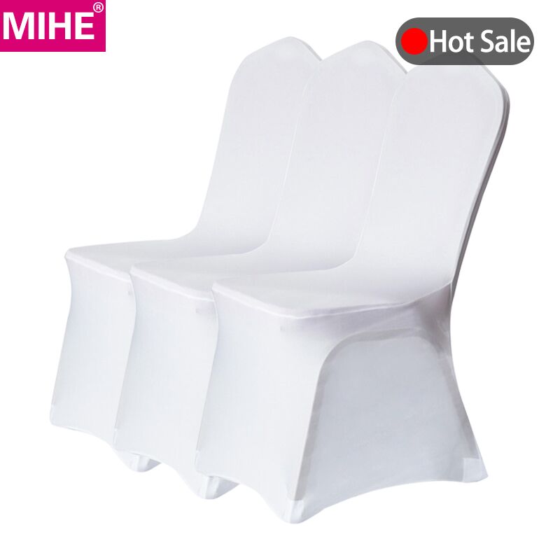 20 50 100 PCS Stretch Elastic Universal White Spandex Wedding Chair Covers for Weddings Party Banquet Hotel Polyester Fabric