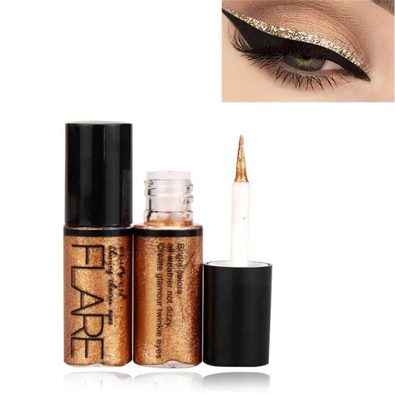 Portable 5 Colors Metallic Shiny Smoky Eyes Eyeshadow Waterproof Glitter Liquid Eyeliner Makeup Eyeshadow