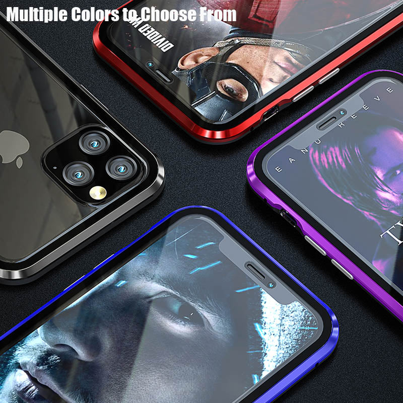 360 Metal Magnetic Phone Case For iPhone 11 Pro Max Case For iPhone XR X XS Max 6 6S 7 8 Plus Double Side Tempered Glass Cover