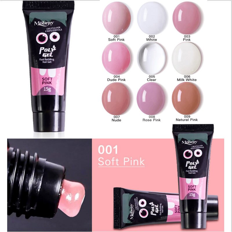 Polygel Nail Acrylic poly gel Pink White Clear Crystal UV LED Builder Gel Tips Enhancement Slip Solution Quick Extension Gel