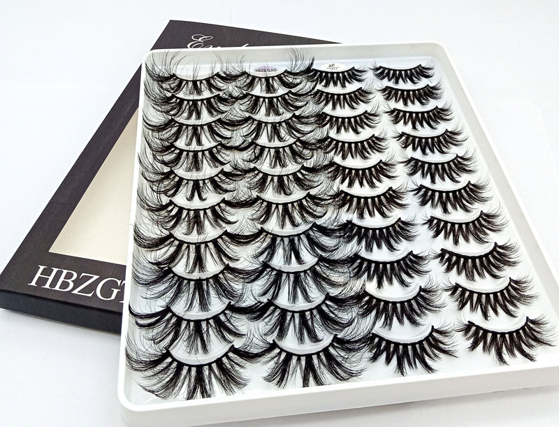 HBZGTLAD 1/5/20 Pairs 3D Soft Mink False Eyelashes Handmade Wispy Fluffy Long Lashes Natural Eye Extension Makeup Kit Cilios
