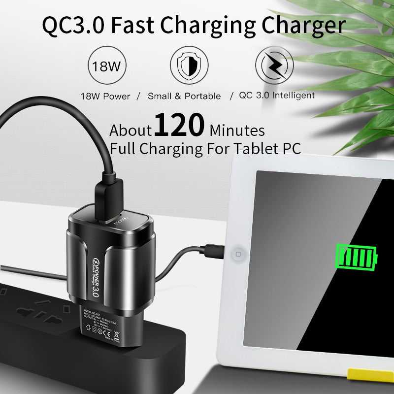 USLION Quick Charge QC 3.0 USB US EU Charger Universal Mobile Phone Charger Wall Fast Charging Adapter For iPhone Samsung Xiaomi