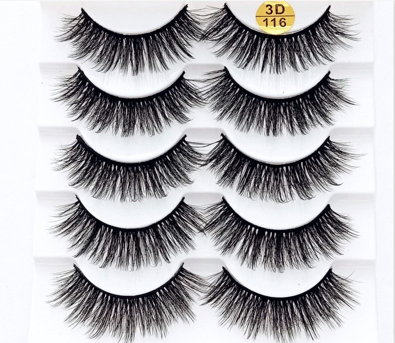 HBZGTLAD 1/5/20 Pairs 3D Soft Mink False Eyelashes Handmade Wispy Fluffy Long Lashes Natural Eye Extension Makeup Kit Cilios