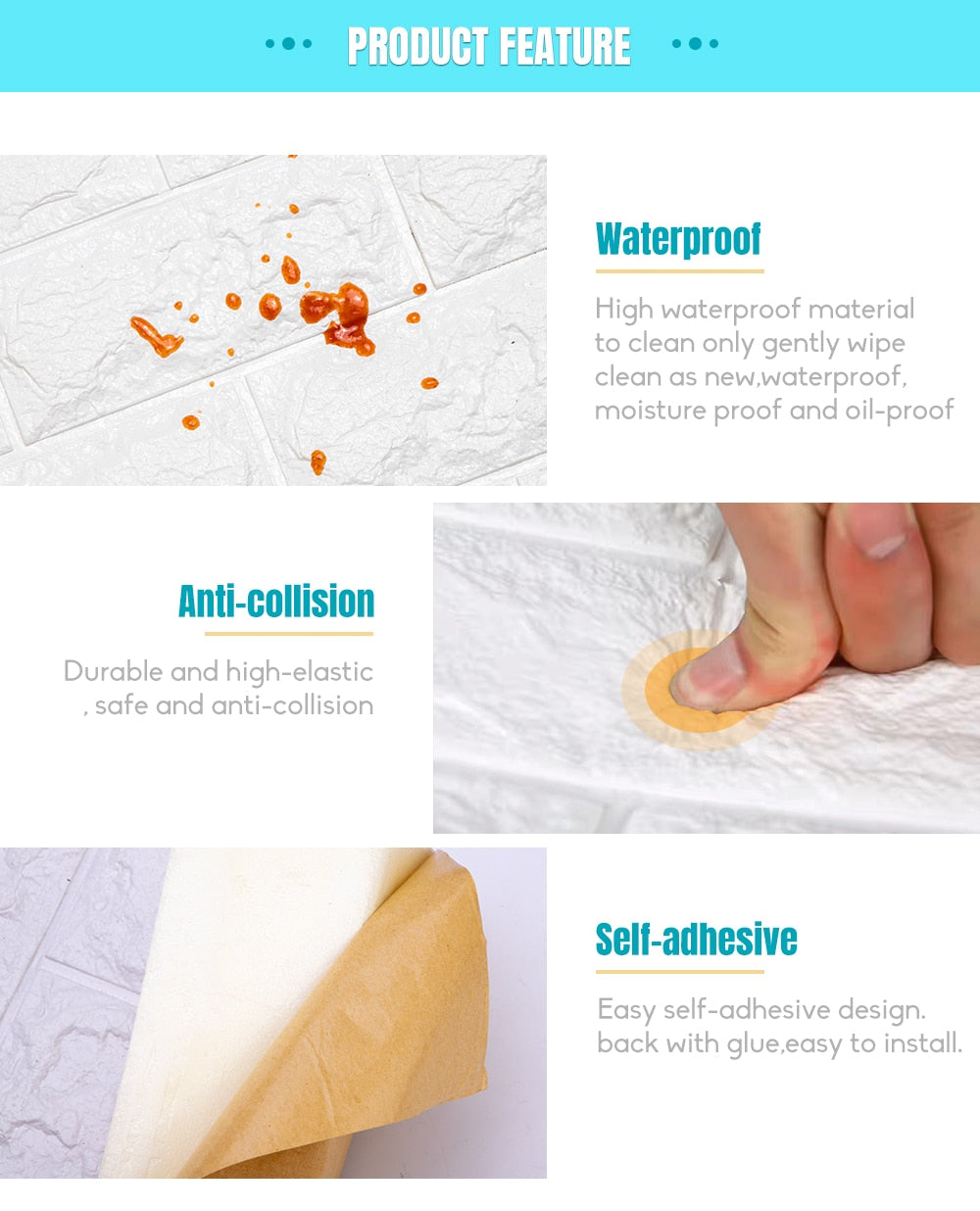 3D Wall Stickers Imitation Brick Bedroom Decor Waterproof Self-adhesive Wallpaper For Living Room Kitchen TV Backdrop Decor