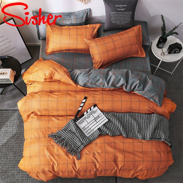 Sisher Simple Bedding Set With Pillowcase Duvet Cover Sets Bed Linen Sheet Single Double Queen King Size Quilt Covers Bedclothes