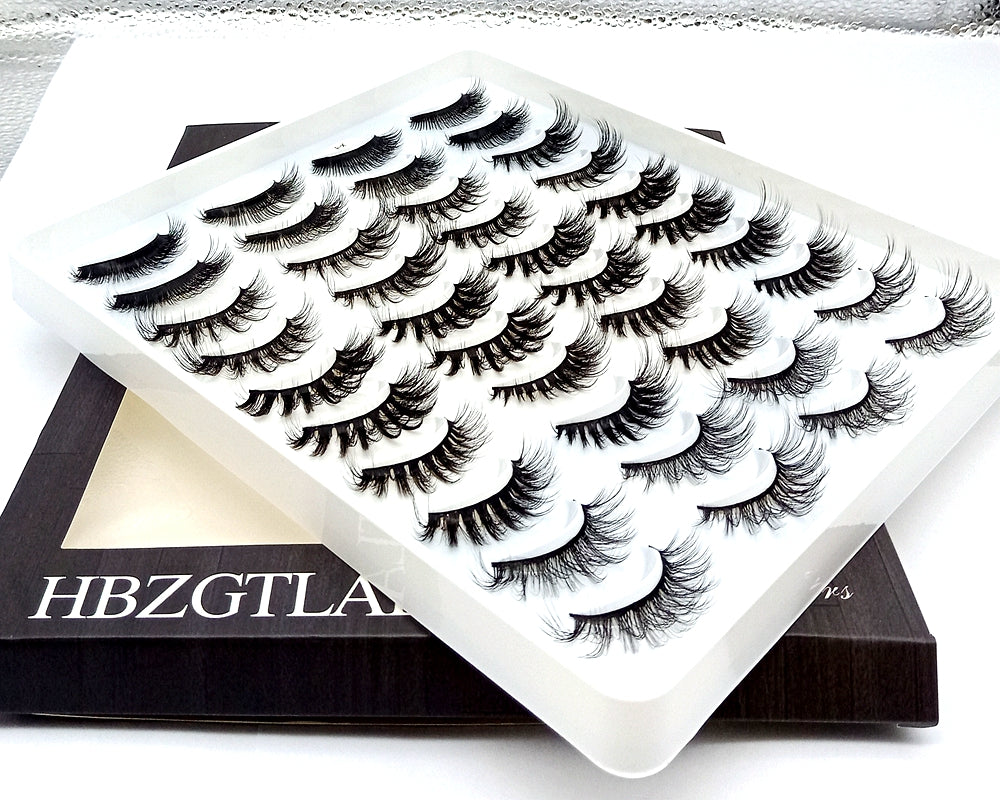 HBZGTLAD 1/5/20 Pairs 3D Soft Mink False Eyelashes Handmade Wispy Fluffy Long Lashes Natural Eye Extension Makeup Kit Cilios