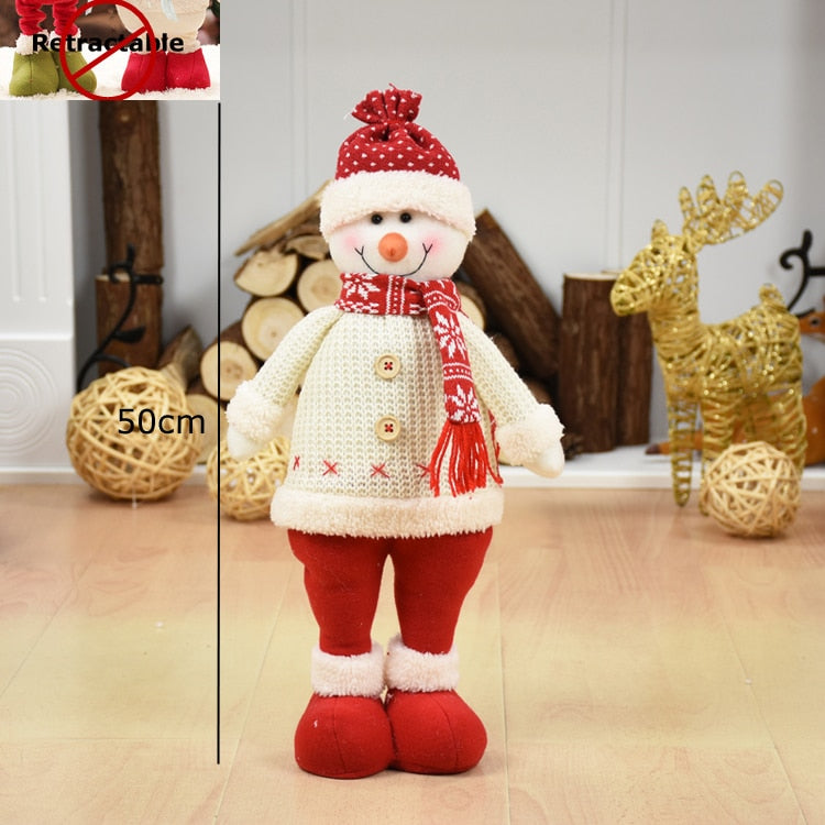 Big Size Christmas Dolls Retractable Santa Claus Snowman Elk Toys Xmas Figurines Christmas Gift for Kid Red Xmas Tree Ornament