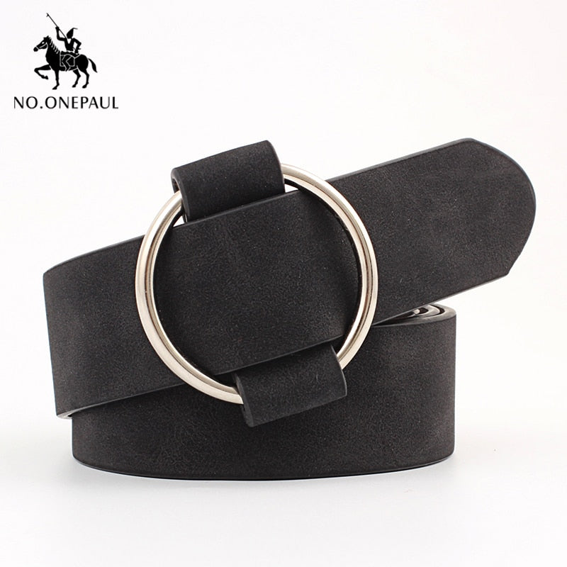 NO.ONEPAUL Genuine quality ladies fashion latest needle-free metal round buckle belt jeans wild luxury brand the women belt for