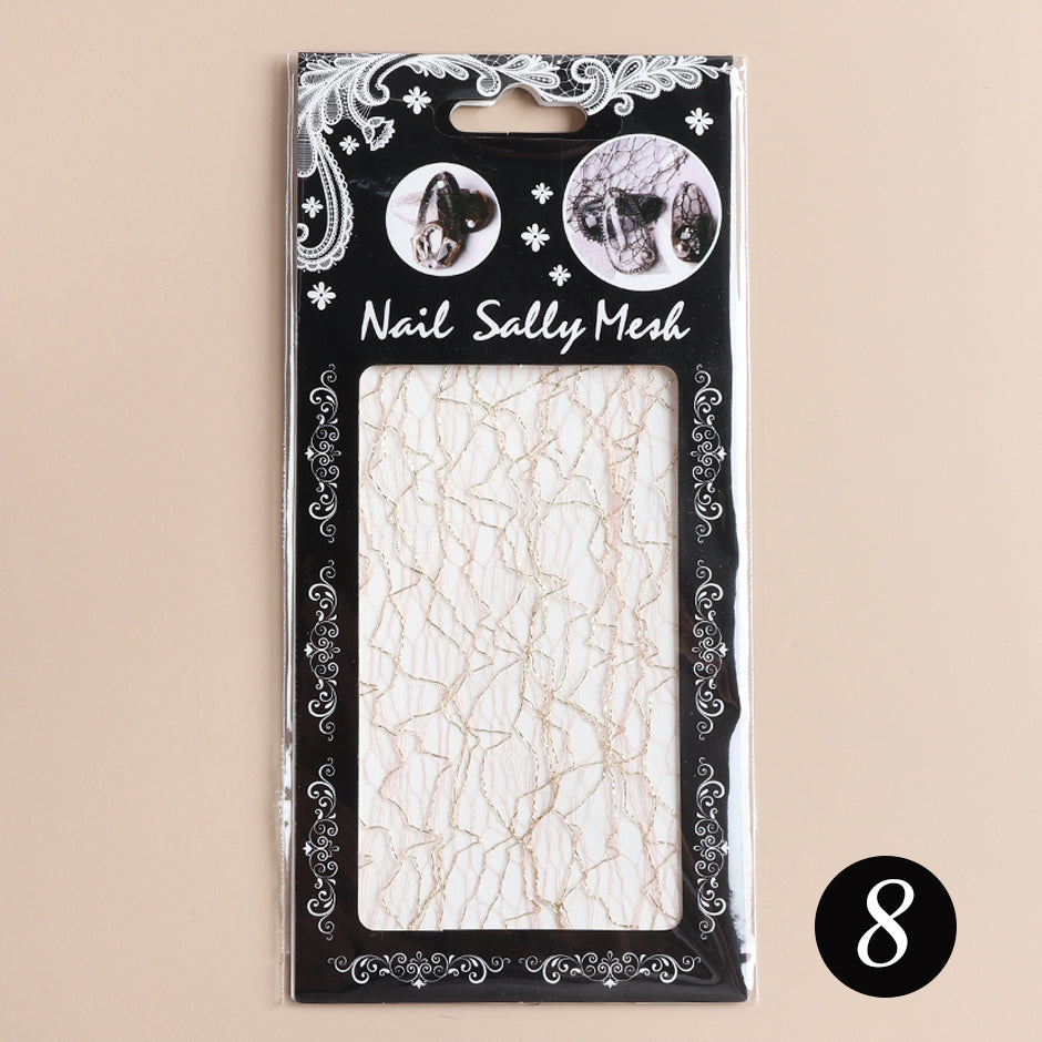 1pc 3D Mesh Nail Sticker Gold Silver Net Line Tape on Nails Holo Adhesive Silk Foil Nail Art Decorations Decal Polish Tip CH1540