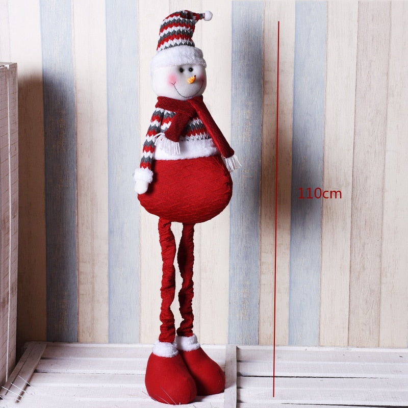 Big Size Christmas Dolls Retractable Santa Claus Snowman Elk Toys Xmas Figurines Christmas Gift for Kid Red Xmas Tree Ornament